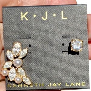 Kenneth Jay Lane Crawler Stud Gold Plated Earrings